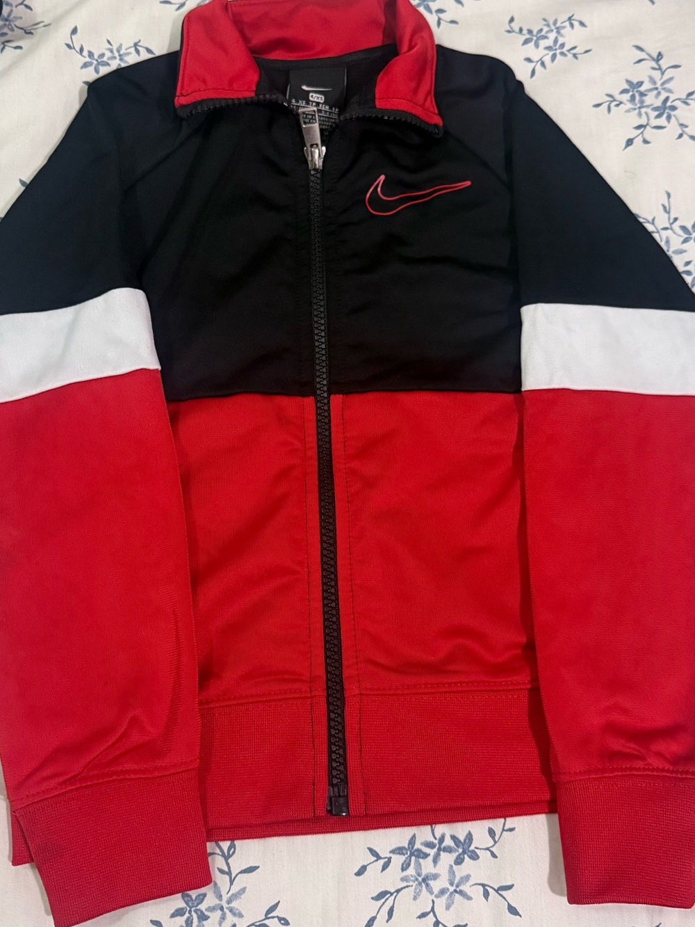 Nike Kids Black, Red & White Colorblock Zip Jacket